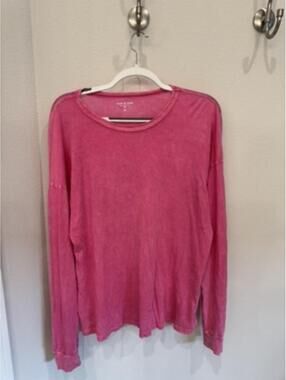 Year of Ours Women's Long Sleeve Crew Neck Shirt Medium Pink